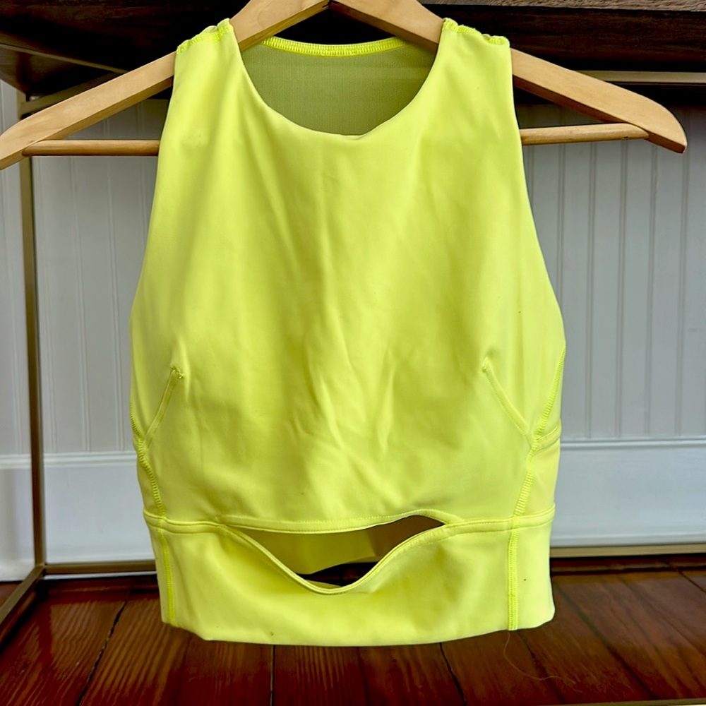 Lululemon bright yellow  high neck bra / crop tank